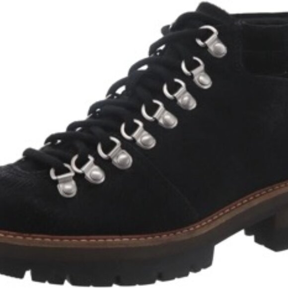 Clarks Shoes - Clarks Orianna Alpine Leather Faux Fur Hiking Boots Black Size 6